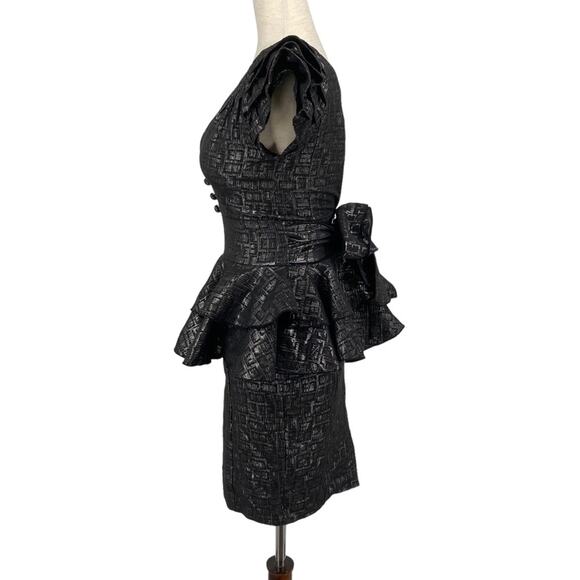 ARROGANT CAT NWT Dark Grey Metallic Multi Layered Jacquard Pencil Dress Size XS - Picture 4 of 11